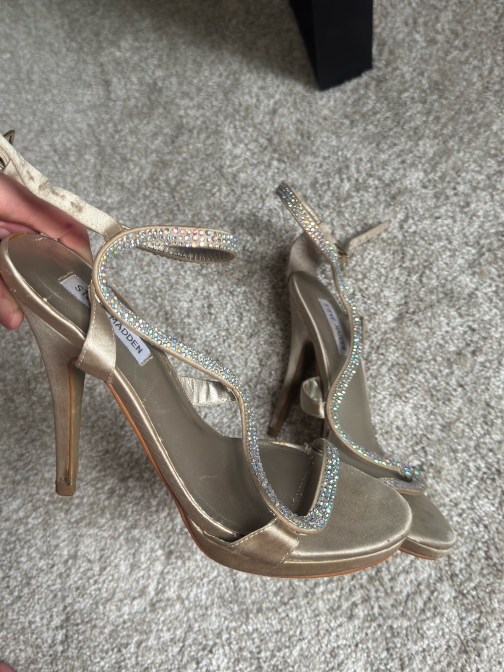 Steve Madden Champagne Gold Crystal Strap High Heels